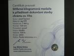 AR 1 Kg medaile dokončení stavby chrámu sv. Víta, Ag 999, 1000 g, průměr 100 mm, ražba Česká mincovna 2023, náklad 100 ks, etue, certifikát