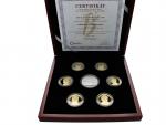 sada PROOF 6ti pamětních 20 Kč mincí z roku 2018 a 2019 v dřevěné etui + Ag medaile s motivem vznik Československa, číslované sady, náklad 3000 ks