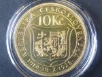 10 Kč 1928 - Desaté výročí vzniku Československé republiky 1918-1928, novoražba v mosazi