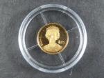 Libérie, 25 Dollars 2000, Au 999/1000, 0,73g, průměr 11 mm, z cyklu nejmenší zlaté mince světa