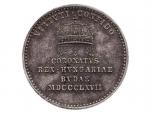 Ag žeton 1867 Korunovace uherským králem v Budapešti, latinský nápis, průměr 20 mm, 3,29 g, patina, Früh. II.3.b