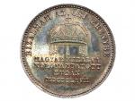 Ag žeton 1867 Korunovace uherským králem v Budapešti, uherský nápis, průměr 23,5 mm, 5,47 g, patina, Früh. II.5.b