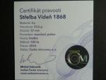 AE medaile střelby Vídeň 1868, Cu, 37 mm, 23,6 g, náklad 500 ks, ražba Česká mincovna 2024, etue, certifikát