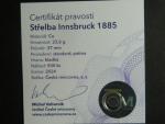 AE medaile střelby Insbruck 1885, Cu, 37 mm, 23,6 g, náklad 500 ks, ražba Česká mincovna 2024, etue, certifikát