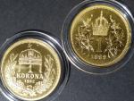Au sada novoražeb 1 K 1892 rakouská a uherská ke 130.výročí zavedení korunové měny, Au 0,999, 2x 10g, náklad 30 ks, certifikát, společná etue