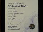 AE medaile střelby Vídeň 1868, Cu, 100 mm, 872 g, náklad 100 ks, ražba Česká mincovna 2024, etue, certifikát