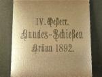 IV.Rakouská spolková střelba Brno 1892, Cu novoražba, náklad 40 ks, papírová etue