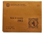 Sada oběžných mincí 1982 + stříbrná mince 1982, certifikát, brožura a kartonový obal_