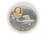 20 Dollar 1992 - letoun De Havilland DH.60 Moth, 31,1g, 0.925 Ag, etue a certifikát_