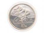 10 Yuan 1990 - Letní olympijské hry 1992, Barcelona - Cyklistika, 30g, 0.900 Ag_