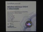 Měděná medaile štěstí s věnováním (Otevření prodejny České mincovny v Brně) 2013, Cu, 27 g, 40 mm, etue, certifikát
