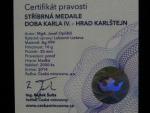 Ag medaile - Hrad Karlštejn, Ag 999, etue + certifikát