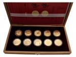 Sada Městské památkové rezervace 2021-2025 - 10x 5000 Kč 1/2 Oz, 15,55g, 0.999 Au, společná dřevěná etue_