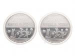 Sada 2 medailí Josef a Karel Čapek, 2x 2 Oz, 0.999 Ag, náklad jen 79ks, číslováno na hraně 16/79, uloženo v dřevěné etui_
