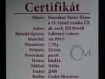 2008, Česká mincovna, zlatá medaile 15.výročí vzniku ČR, Au 0,999,9, 7,78g, náklad 500 ks, certifikát, etue