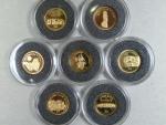 sada 7x 5 Dollars 2006 záhady světa, 7x 1,25g, Au 0,586, společná etue, certifikáty