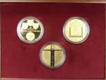 sada 3ks pamětních mincí  10000 Kč 2012, 2013, 2015 Zlatá bula sicilská, Konstantin a Metoděj, mistr Jan Hus, společná dřevěná etue, certifikáty