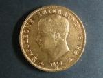 40 Lir 1814 M Napoleon I. Bonaparte, pěkná kvalita, průměr: 26 mm, 12,903 g, Au 900 / 1000