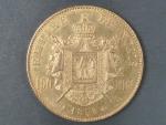 100 Frank 1858 A Napoleon III., Au 900/1000, 32,25 g, průměr 35 mm