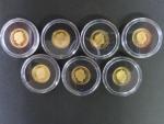 10 Dollars 2009 kompletní sada 7ks mincí nových 7 divů světa, Au 999/1000, 7x 1g, náklad 7000 ks, průměr 13,92 mm, KM 98 - 106