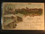 Zlonice, bar. vícezáběrová litograf. pohl., prošlá 1900