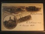 Zvoleněves, čb. vícezáběrová litograf. pohl., prošlá 1898