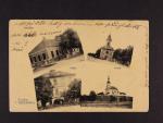 Troubsko, okr. Brno venkov - dvoubarevná čtyřokénková pohlednice, použitá 1918, odstraněná známka