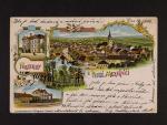 Velké Meziříčí - barevná litografická pohlednice, použitá 1906