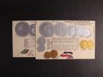 Mince - dvě bar. reliéfní litografie (Německo a Portugalsko), dl. adresa, nepoužité, dobrá kvalita