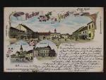 Veselí nad Lužnicí, okr. Tábor - bar. litograf. koláž 