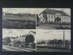 Petrovice u Bohumína, čb. čtyřzáběrová pohl., nádraží, zámek, továrna na sodu, karanténa, prošlá 1927
