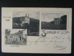 Sloup, čb. vícezáběrová pohl., hostinec, prošlá 1905