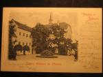 Bohutice u Mor. Krumlova, čb. pohlednice Zámek, prošlá 1901