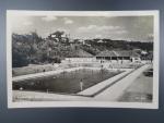 Miroslav, čb. fotopohlednice koupaliště, prošlá