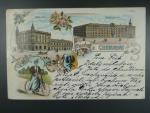 Chrudim, bar. vícezáběrová litograf. pohl., prošlá 1898, cyklistka