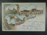 Sedlčany, bar. vícezáběrová litograf. pohl., prošlá 1898