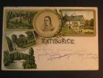 Ratibořice, bar. vícezáběrová litograf. pohl s B.Němcovou, prošlá 1903