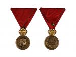 Bronzová vojenská záslužná medaile Signum Laudis F.J.I., zlacený bronz, původní civilní stuha, Ma148b