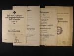 Dekrety na Železný kříž 2.tř. zastřižený, Pěchotní útočný odznak, Odznak za zranění a rakouský sportovní odznak OSTA