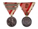 Stříbrná medaile za statečnost 2. třídy, 9. vydání 1917-1918 Karel, na hr. punc hl. punc. úřadu Vídeň, A v kroužku, medailér KAUTSCH
