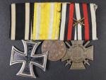 Spojka vyznamenání, Železný kříž II. tř. 1914, bronzová medaile Fridricha Augusta na válečné stuze a Čestný kříž 1914-1918 pro frontové bojovníky