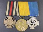 Spojka vyznamenání, Čestný kříž 1914-1918 pro frontové bojovníky, medaile ke stému výročí narození císaře Viléma I. 1897 a stříbrný služební kříž za 25 let služby