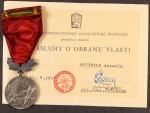 Medaile - Za zásluhy o obranu vlasti - ČSSR, punc Ag, ryzostní značka 925, značka výrobce Zukov, udělovací průkaz, etue