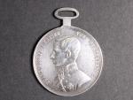 Stříbrná medaile za statečnost, 1. třídy, 5. vydání 1849-1859 F.J.I., původní vojenská stuha, otřelá, úhozy