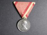 Stříbrná medaile za statečnost, 2. třídy, 6. vydání 1859-1866 F.J.I., původní stuha