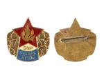 Pamětní odznak partyzánského odřadu Signál, pozlacený bronz, smalty, upínání na vodorovnou jehlu