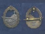 Námořní odznak  torpédoborec, výroba Karnet Praha
