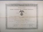 Dekret na Řád čestné legie, důstojník,43,5 x 55,5 cm