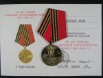 Medaile na 50 let od vítězství ve velké vlastenecké válce + dekret