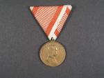 Bronzová medaile za statečnost, bez podpisu medailéra, původní vojenská stuha, vydání 1914 - 1917